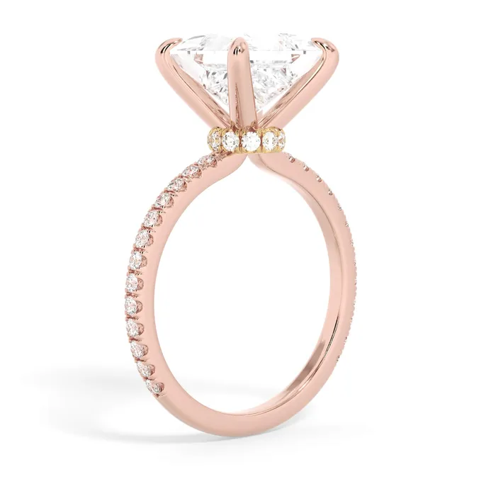 Rings deBebians Under Halo with Diamond Shank Engagement Ring Yellow Gold Wrap