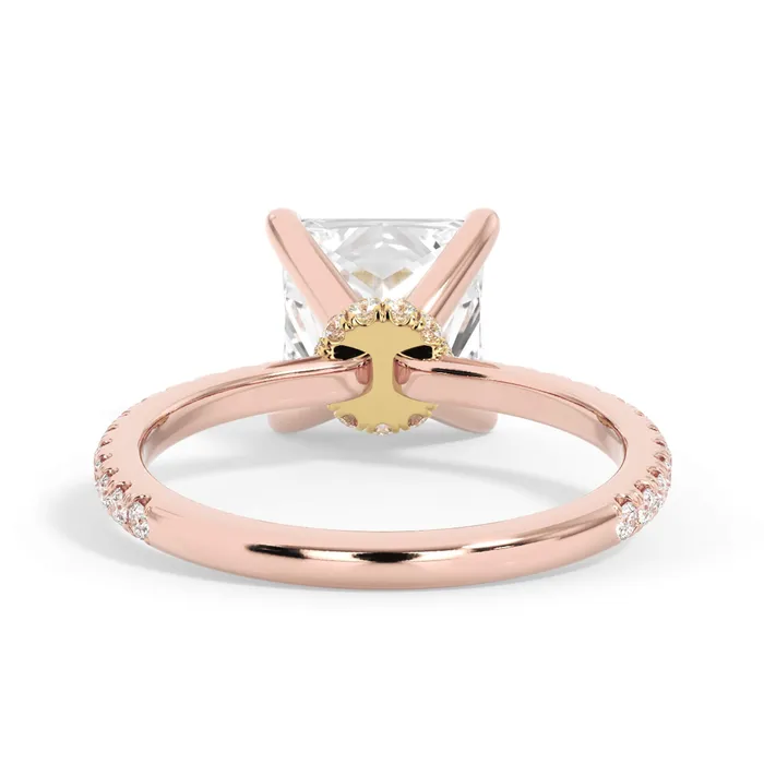 Rings deBebians Under Halo with Diamond Shank Engagement Ring Yellow Gold Wrap