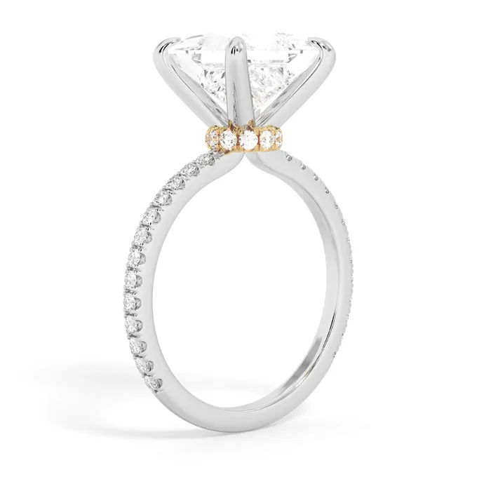 Rings deBebians Under Halo with Diamond Shank Engagement Ring Yellow Gold Wrap