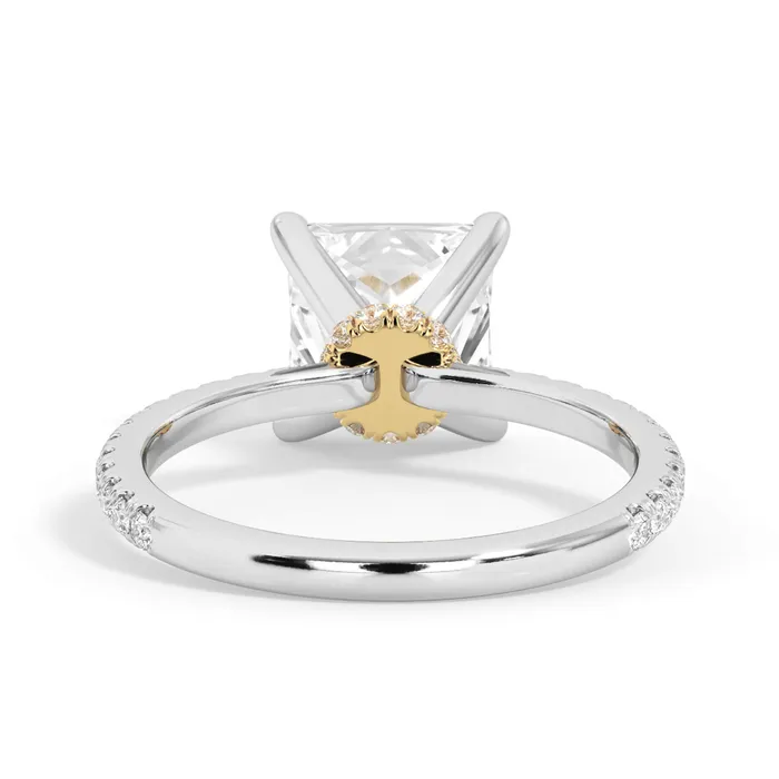 Rings deBebians Under Halo with Diamond Shank Engagement Ring Yellow Gold Wrap