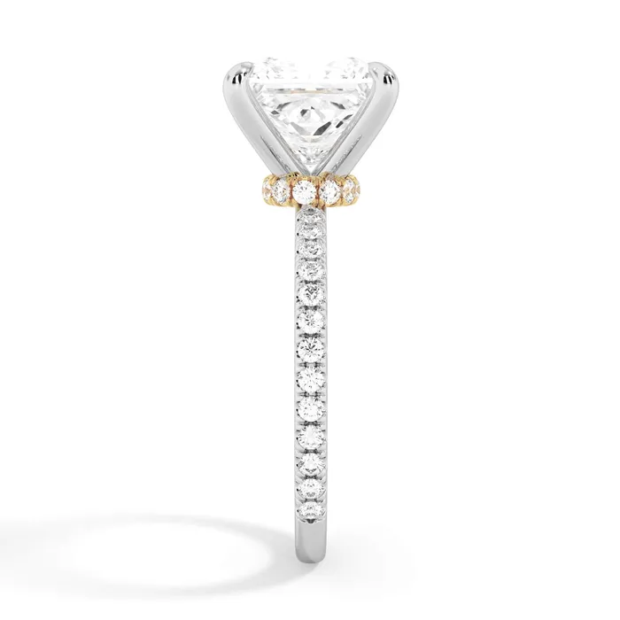 Rings deBebians Under Halo with Diamond Shank Engagement Ring Yellow Gold Wrap