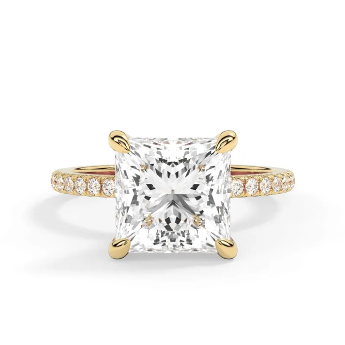 Rings deBebians Under Halo with Diamond Shank Engagement Ring Yellow Gold Wrap