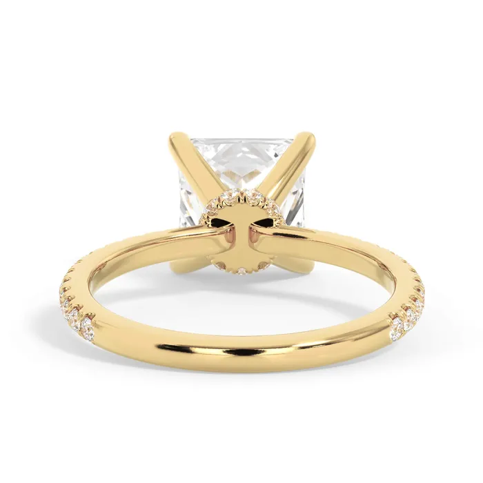 Rings deBebians Under Halo with Diamond Shank Engagement Ring Yellow Gold Wrap