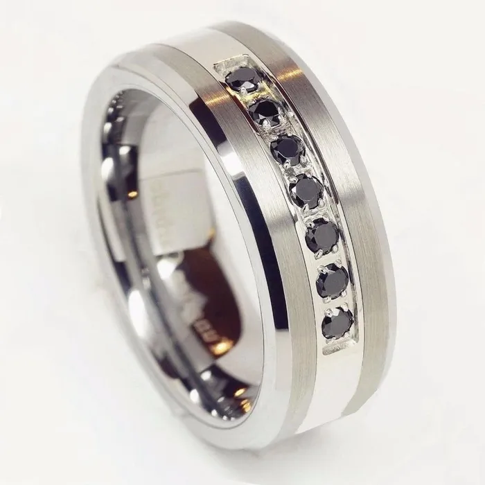 Rings Divine Inspiration Styles ATOP Design Mens Fashion Stylish Silver Black Tungsten Luxury Statement Ring Rings Divine Inspiration Styles ATOP Design Mens Fashion Stylish Silver Black Tungsten Luxury Statement Ring