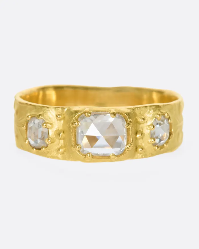 Rings HOCERAT Rose Cut Diamond Trio Band