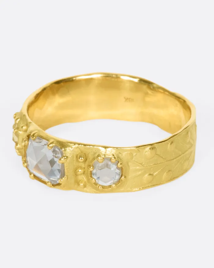 Rings HOCERAT Rose Cut Diamond Trio Band
