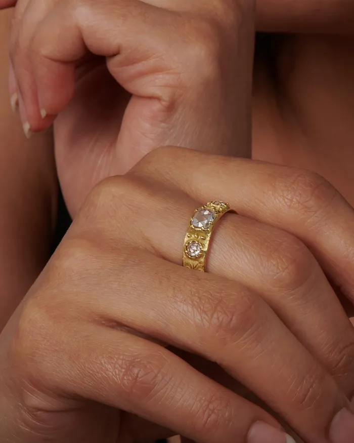 Rings HOCERAT Rose Cut Diamond Trio Band