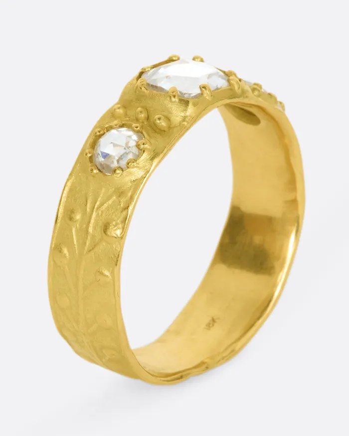Rings HOCERAT Rose Cut Diamond Trio Band