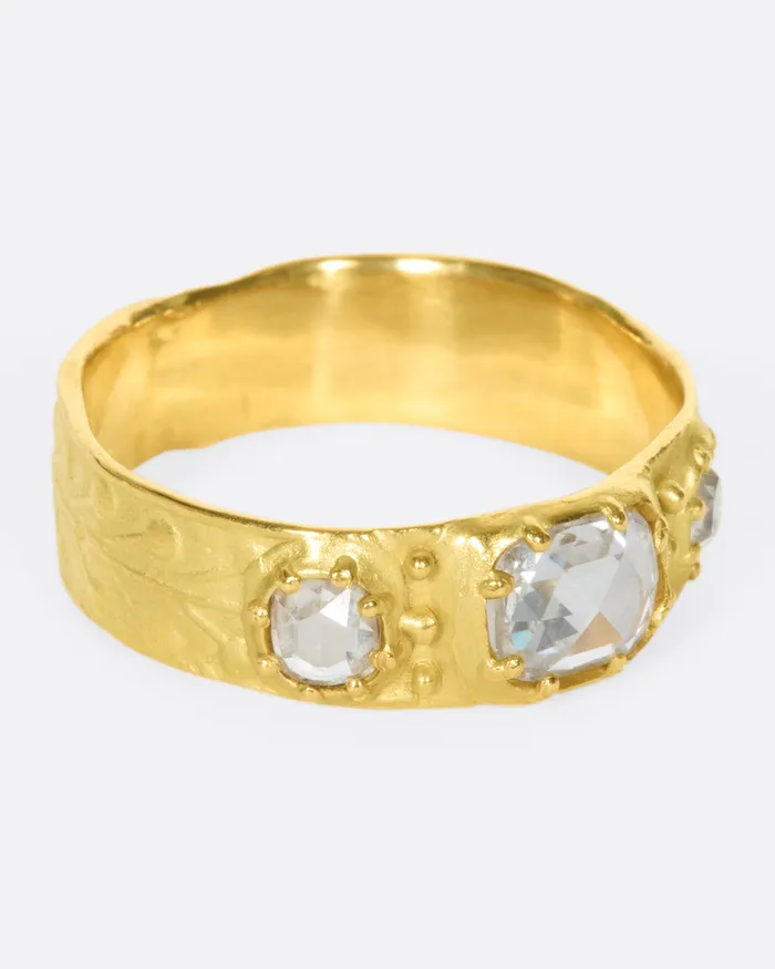 Rings HOCERAT Rose Cut Diamond Trio Band