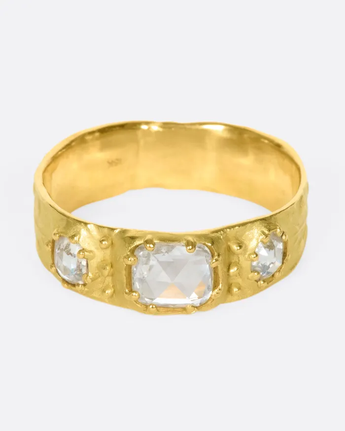 Rings HOCERAT Rose Cut Diamond Trio Band