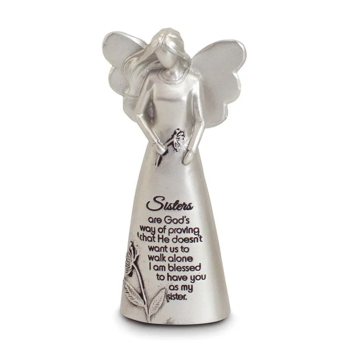 Rings Jewelry Silvertone Enamel Sisters Angel Figurine Boxed