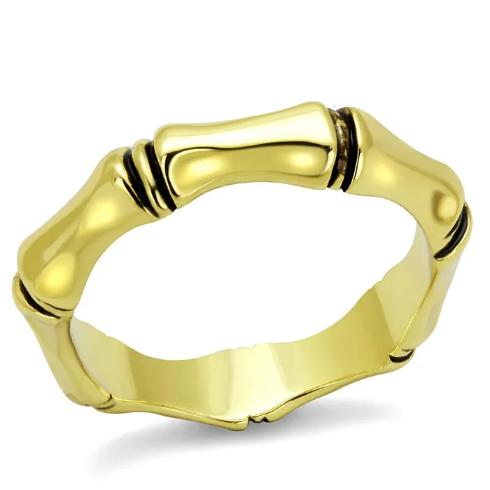 Rings LO4099 Gold Brass Ring with Epoxy in Jet Alamode