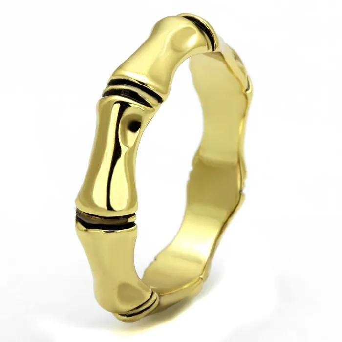 Rings LO4099 Gold Brass Ring with Epoxy in Jet Alamode