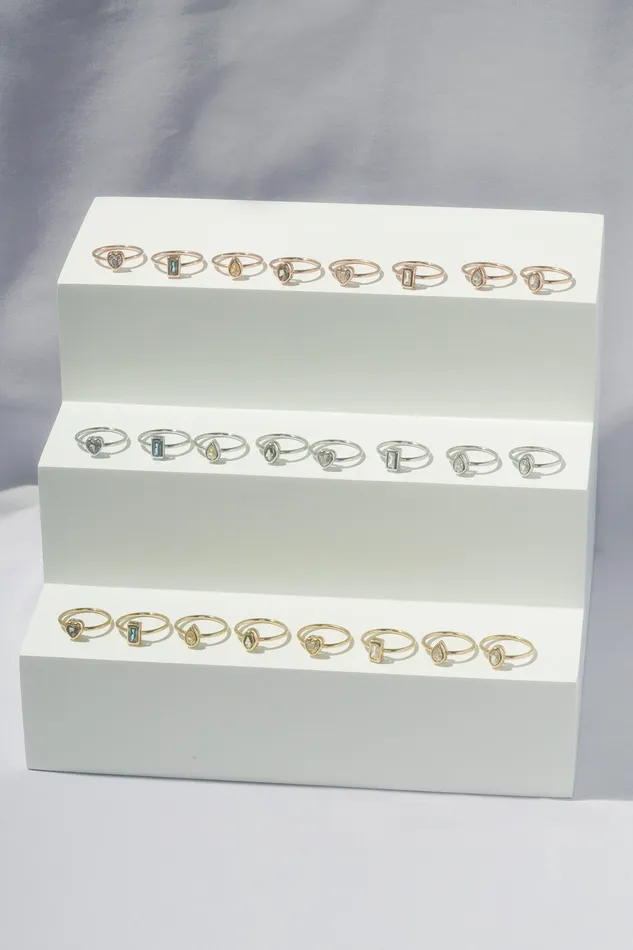 Rings READYMADE Sapphire Rectangle Bezel Ring
