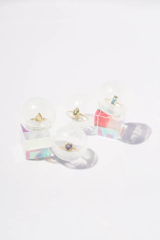 Rings READYMADE Sapphire Rectangle Bezel Ring