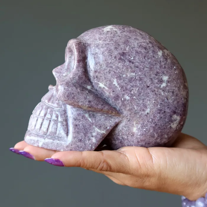 Rings Satin Crystals Lepidolite Skull Purple Crystal Spirit Master