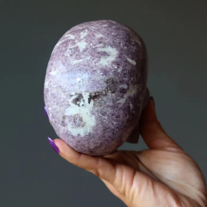 Rings Satin Crystals Lepidolite Skull Purple Crystal Spirit Master