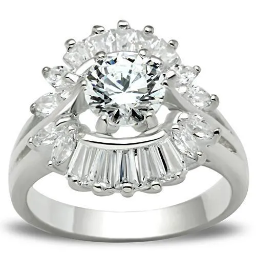 Rings SS039 Silver 925 Sterling Silver Ring with AAA Grade CZ in Clear Alamode Rings SS039 Silver 925 Sterling Silver Ring with AAA Grade CZ in Clear Alamode