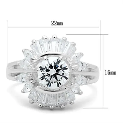 Rings SS039 Silver 925 Sterling Silver Ring with AAA Grade CZ in Clear Alamode