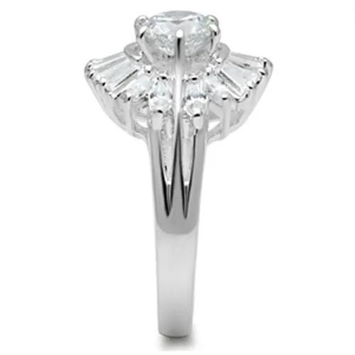 Rings SS039 Silver 925 Sterling Silver Ring with AAA Grade CZ in Clear Alamode