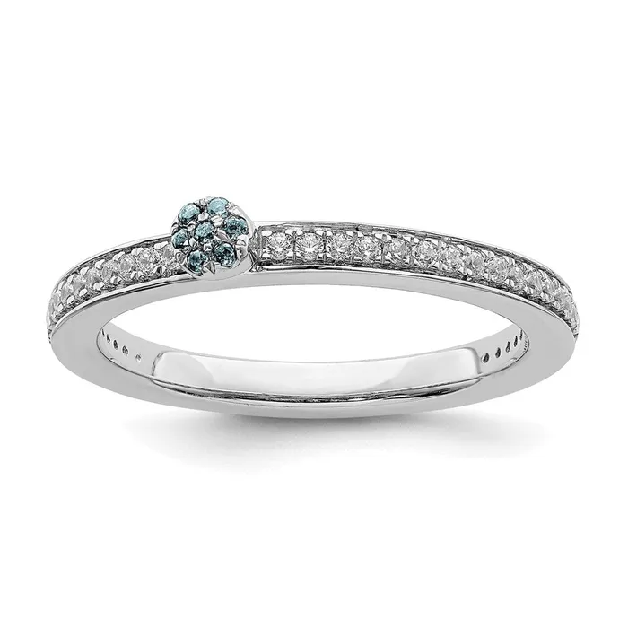 Rings Stackable Expressions 14k White Gold Stackable Expressions Aquamarine and Diamond Ring SK2078 Rings Stackable Expressions 14k White Gold Stackable Expressions Aquamarine and Diamond Ring SK2078