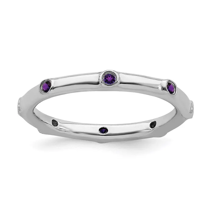 Rings Stackable Expressions Sterling Silver Stackable Expressions Amethyst Ring QSK375 Rings Stackable Expressions Sterling Silver Stackable Expressions Amethyst Ring QSK375