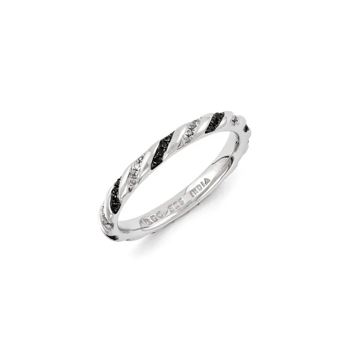 Rings Stackable Expressions Sterling Silver Stackable Expressions Black White Diamond Ring QSK1083 Rings Stackable Expressions Sterling Silver Stackable Expressions Black White Diamond Ring QSK1083