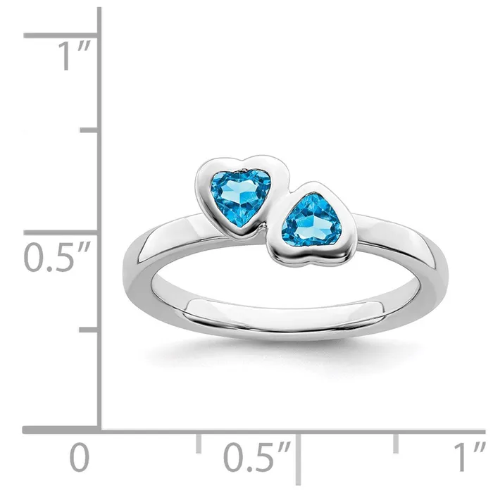 Rings Stackable Expressions Sterling Silver Stackable Expressions Blue Topaz Double Heart Ring QSK409 Rings Stackable Expressions Sterling Silver Stackable Expressions Blue Topaz Double Heart Ring QSK409