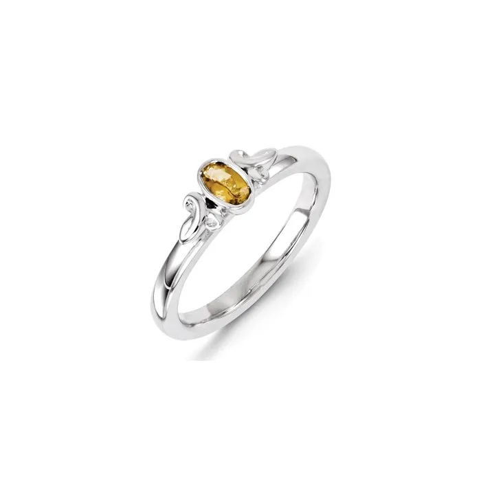 Rings Stackable Expressions Sterling Silver Stackable Expressions Citrine Ring QSK1295 Rings Stackable Expressions Sterling Silver Stackable Expressions Citrine Ring QSK1295