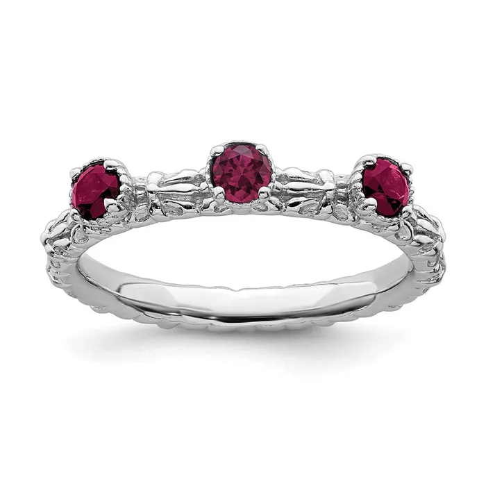 Rings Stackable Expressions Sterling Silver Stackable Expressions Created Ruby Three Stone Ring QSK1594