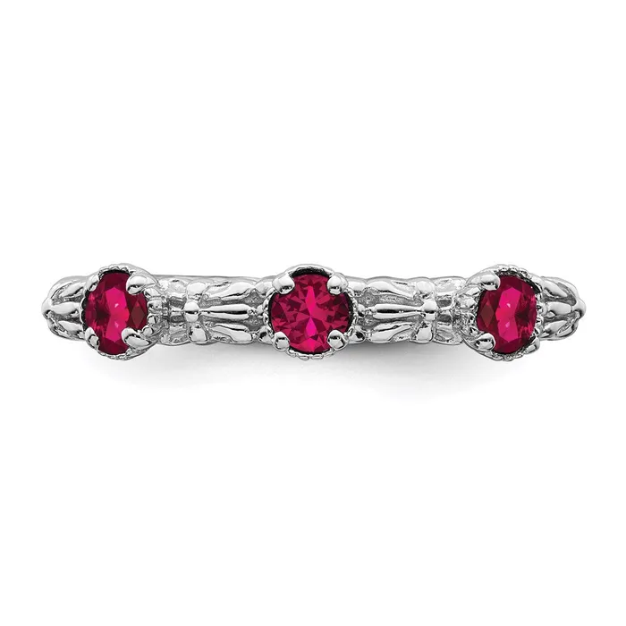 Rings Stackable Expressions Sterling Silver Stackable Expressions Created Ruby Three Stone Ring QSK1594 Rings Stackable Expressions Sterling Silver Stackable Expressions Created Ruby Three Stone Ring QSK1594
