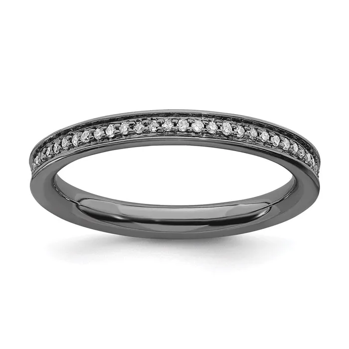 Rings Stackable Expressions Sterling Silver Stackable Expressions Diamonds Blackplated Ring QSK494 Rings Stackable Expressions Sterling Silver Stackable Expressions Diamonds Blackplated Ring QSK494