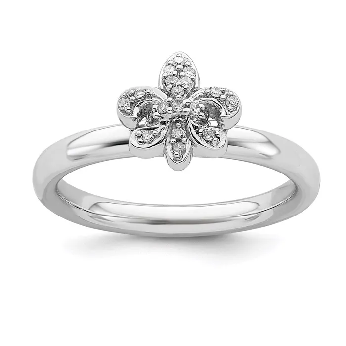 Rings Stackable Expressions Sterling Silver Stackable Expressions Fleur De Lis Diamond Ring QSK342 Rings Stackable Expressions Sterling Silver Stackable Expressions Fleur De Lis Diamond Ring QSK342