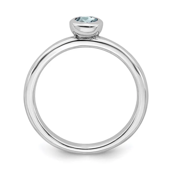 Rings Stackable Expressions Sterling Silver Stackable Expressions Low 4mm Round Aquamarine Ring QSK498 Rings Stackable Expressions Sterling Silver Stackable Expressions Low 4mm Round Aquamarine Ring QSK498