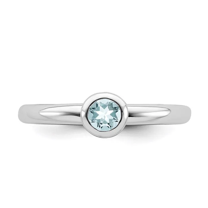Rings Stackable Expressions Sterling Silver Stackable Expressions Low 4mm Round Aquamarine Ring QSK498 Rings Stackable Expressions Sterling Silver Stackable Expressions Low 4mm Round Aquamarine Ring QSK498