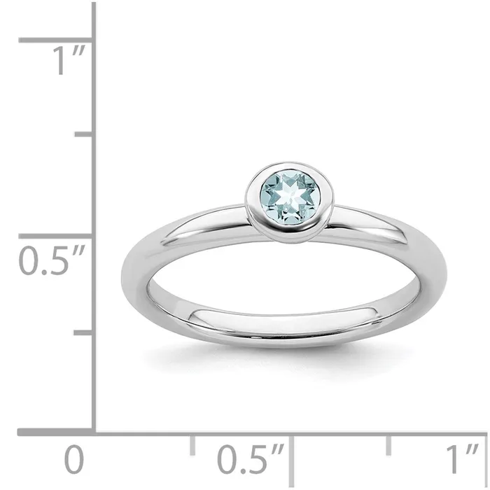 Rings Stackable Expressions Sterling Silver Stackable Expressions Low 4mm Round Aquamarine Ring QSK498 Rings Stackable Expressions Sterling Silver Stackable Expressions Low 4mm Round Aquamarine Ring QSK498