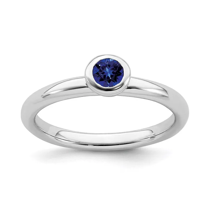 Rings Stackable Expressions Sterling Silver Stackable Expressions Low 4mm Round Cr Sapphire Ring QSK504 Rings Stackable Expressions Sterling Silver Stackable Expressions Low 4mm Round Cr Sapphire Ring QSK504