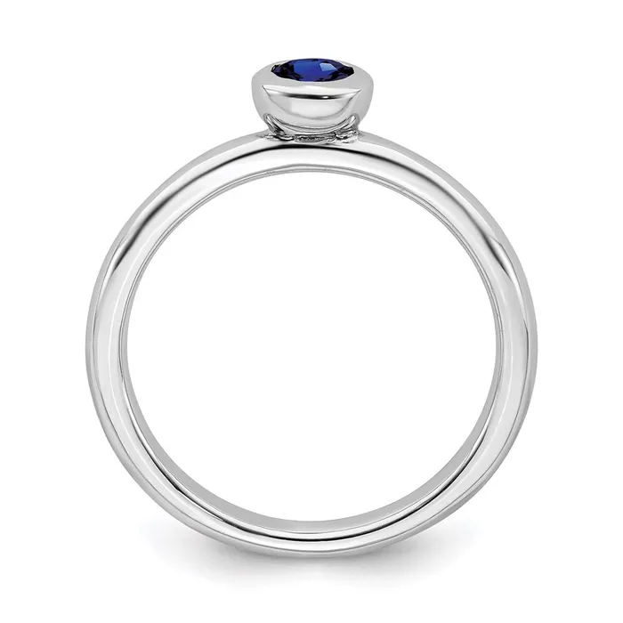 Rings Stackable Expressions Sterling Silver Stackable Expressions Low 4mm Round Cr Sapphire Ring QSK504 Rings Stackable Expressions Sterling Silver Stackable Expressions Low 4mm Round Cr Sapphire Ring QSK504