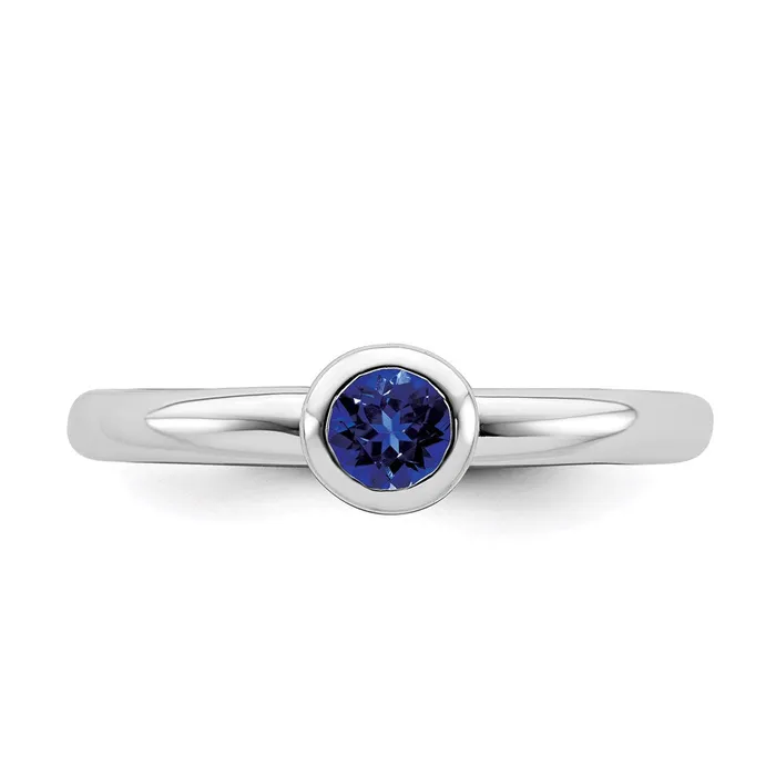 Rings Stackable Expressions Sterling Silver Stackable Expressions Low 4mm Round Cr Sapphire Ring QSK504 Rings Stackable Expressions Sterling Silver Stackable Expressions Low 4mm Round Cr Sapphire Ring QSK504