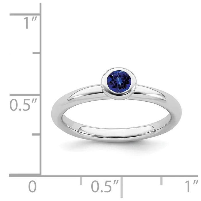 Rings Stackable Expressions Sterling Silver Stackable Expressions Low 4mm Round Cr Sapphire Ring QSK504 Rings Stackable Expressions Sterling Silver Stackable Expressions Low 4mm Round Cr Sapphire Ring QSK504