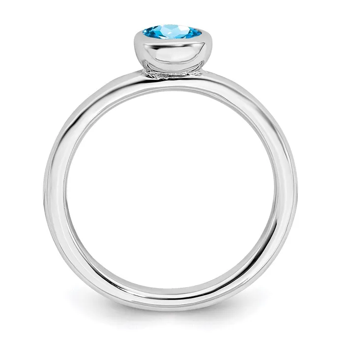 Rings Stackable Expressions Sterling Silver Stackable Expressions Low 5mm Round Blue Topaz Ring QSK519 Rings Stackable Expressions Sterling Silver Stackable Expressions Low 5mm Round Blue Topaz Ring QSK519