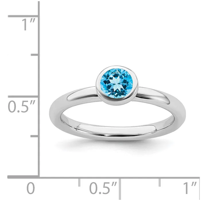Rings Stackable Expressions Sterling Silver Stackable Expressions Low 5mm Round Blue Topaz Ring QSK519 Rings Stackable Expressions Sterling Silver Stackable Expressions Low 5mm Round Blue Topaz Ring QSK519