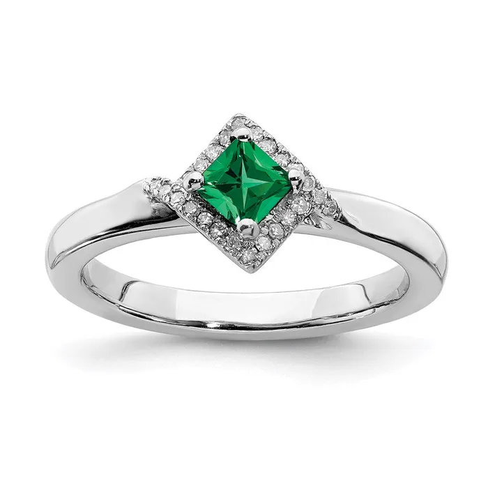 Rings Stackable Expressions Sterling Silver Stackable Expressions Polished Cr Emerald Dia Ring QSK658 Rings Stackable Expressions Sterling Silver Stackable Expressions Polished Cr Emerald Dia Ring QSK658