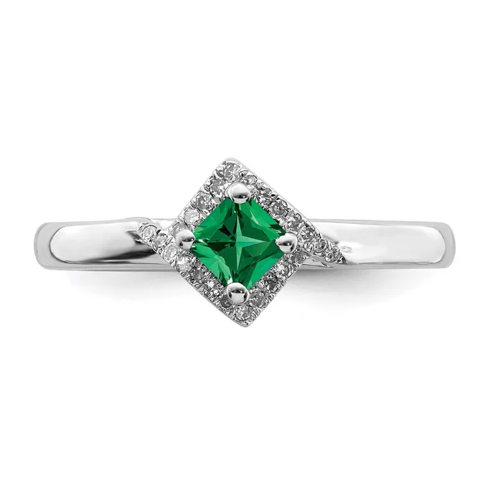 Rings Stackable Expressions Sterling Silver Stackable Expressions Polished Cr Emerald Dia Ring QSK658 Rings Stackable Expressions Sterling Silver Stackable Expressions Polished Cr Emerald Dia Ring QSK658