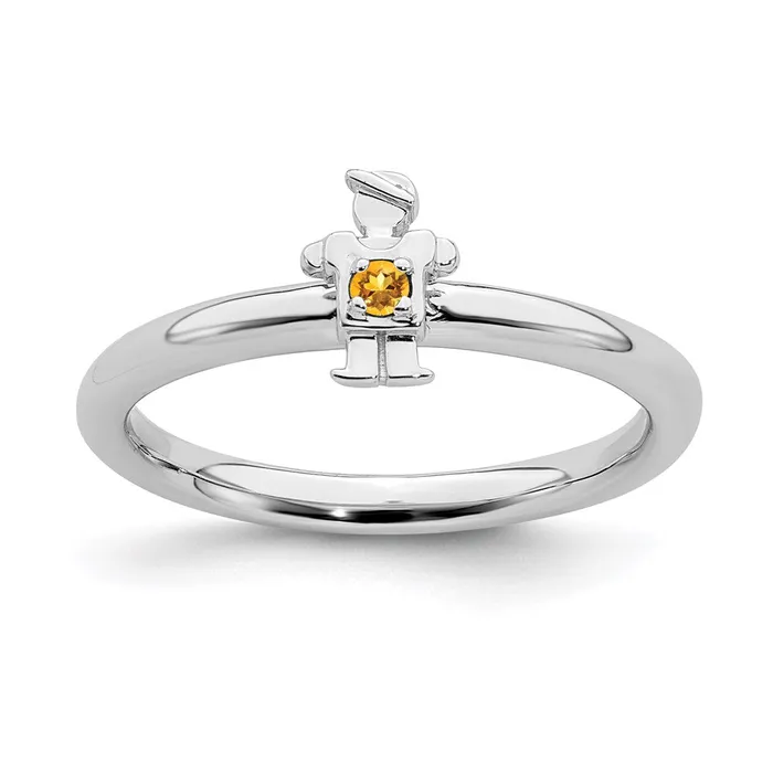 Rings Stackable Expressions Sterling Silver Stackable Expressions Rhodium Citrine Boy Ring QSK1921 Rings Stackable Expressions Sterling Silver Stackable Expressions Rhodium Citrine Boy Ring QSK1921