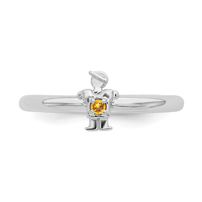 Rings Stackable Expressions Sterling Silver Stackable Expressions Rhodium Citrine Boy Ring QSK1921 Rings Stackable Expressions Sterling Silver Stackable Expressions Rhodium Citrine Boy Ring QSK1921