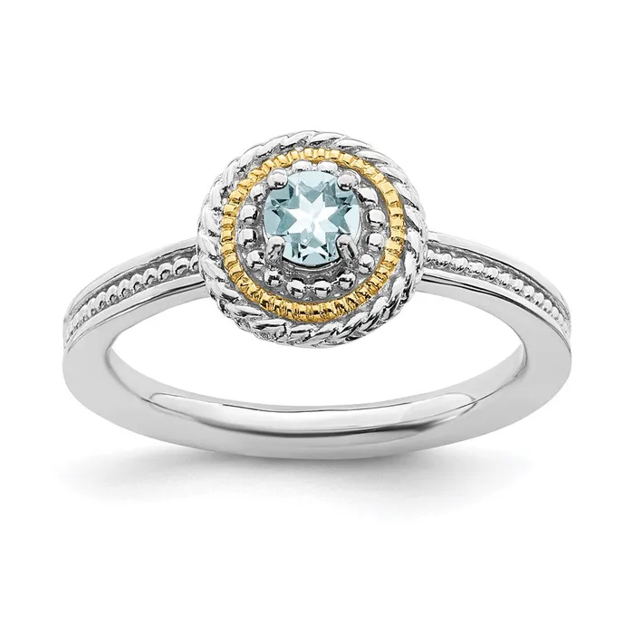 Rings Sterling Silver 14K Expressions Aquamarine Ring QSK916 Stackable Expressions Rings Sterling Silver 14K Expressions Aquamarine Ring QSK916 Stackable Expressions