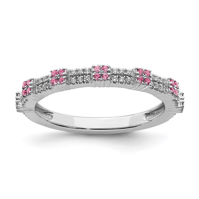 Rings Sterling Silver Stackable Expressions Pink Tourmaline Diamond Ring QSK2157 Stackable Expressions Rings Sterling Silver Stackable Expressions Pink Tourmaline Diamond Ring QSK2157 Stackable Expressions