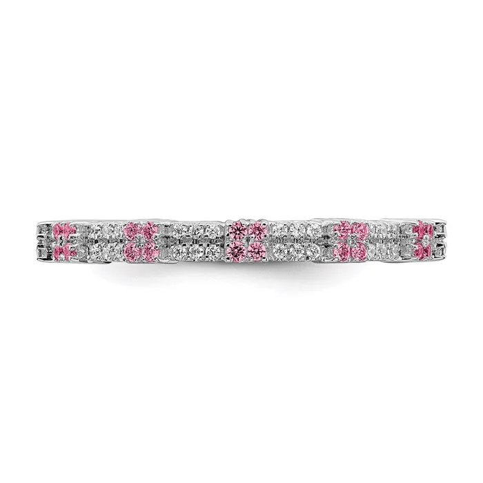 Rings Sterling Silver Stackable Expressions Pink Tourmaline Diamond Ring QSK2157 Stackable Expressions Rings Sterling Silver Stackable Expressions Pink Tourmaline Diamond Ring QSK2157 Stackable Expressions