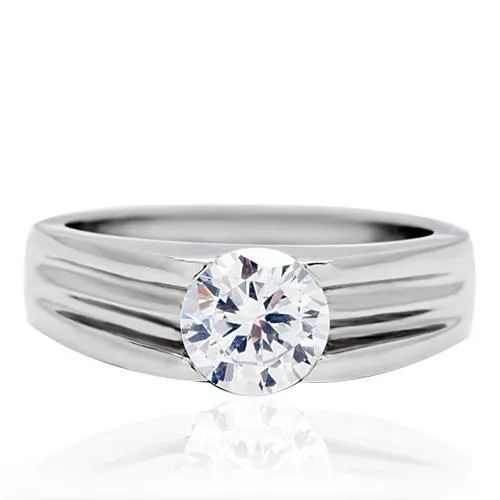 Rings TK193 High polished no plating Stainless Steel Ring with AAA Grade CZ in Clear Alamode